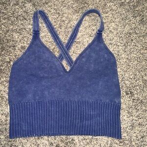 Zenana Outfitters Navy Velvet Top